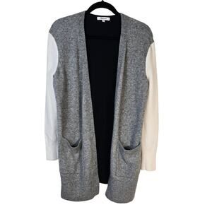 Madewell Colorblock Kent Cardigan Sweater Women's XS Heather Ash Preppy Winter